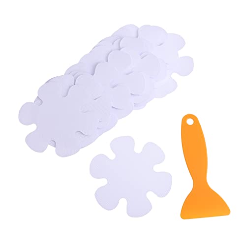 OUNONA 20Pcs Flower Shaped Slip Adhesive Stickers for Bathtub and Shower Peva Safety Treads with Scraper Non Slip Decals for Bathroom Floor