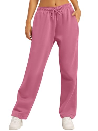Image of AUTOMET Women's Straight Leg Sweatpants Fleece Lounge Pants | Fall Athletic Joggers with Pockets,Lightweight Soft Sweat Pants, Casual Gym Workout Pants