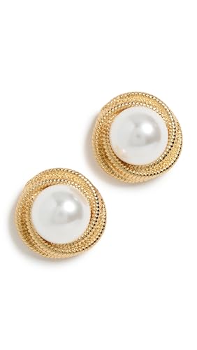 Gigi Statement Earrings Womens Vintage-Inspired Gold-Plated Earrings with Faux Pearl Detail Elegant Lightweight Style for Pierced Ears