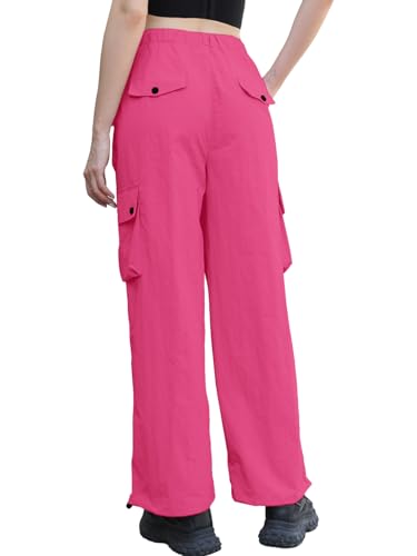 Image of Cromoncent Cargo Pants Girls & Women Parachute Pants Y2K Baggy Rave Clothes Waterproof with Pockets, 6 Years - 3XL