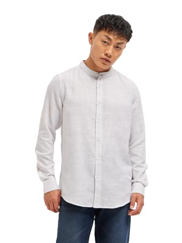 Image of THE Bear House Men's Cotton Solid Slim Fit Shirt Grey