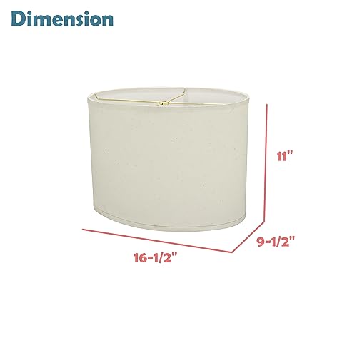 Image of Aspen Creative 37041A Transitional Oval Hardback Shaped Spider Construction Lamp Shade in Off-White Cotton Fabric, 16 1 /2 inch wide (9 1 /2 inch + 16 1 /2 inch) x (9 1 /2 inch +x 16 1 /2 inch) x 11 inch