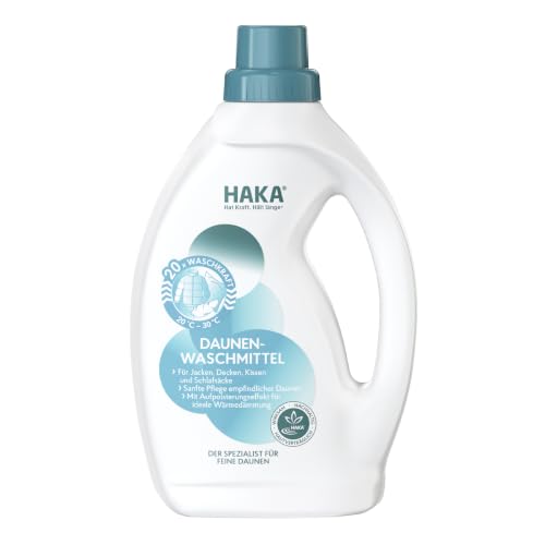 HAKA Daunenwaschmittel, 1 L 20 WL, für Daunen & Federn, erhält Bauschkraft