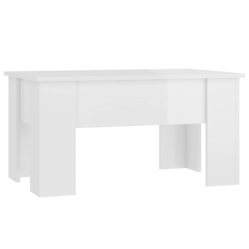 Tavolino Salotto Piano Sollevabile Bianco Lucido 79x49x41cm