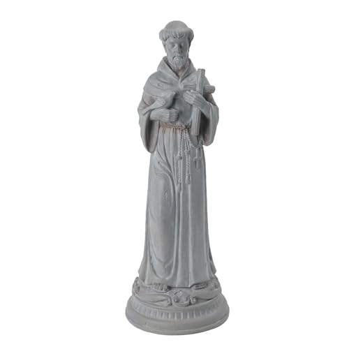 St Francis Garden Statue Outdoor - 24 in Garden Decorations Resin Standing Saint Francis with Cross Antique Finish Spiritual Gifts Religious Sculpture for Yard Lawn Farmhouse Decor Newman House Studio