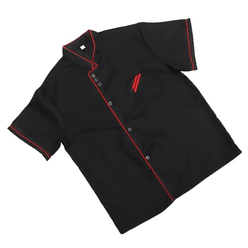 Cabilock Unisex Chef Coat Black Short Sleeve Chef Jacket Uniform Food Service Catering Shirt Cloth for Hotel Restaurant Bakery Cooker Size XXL