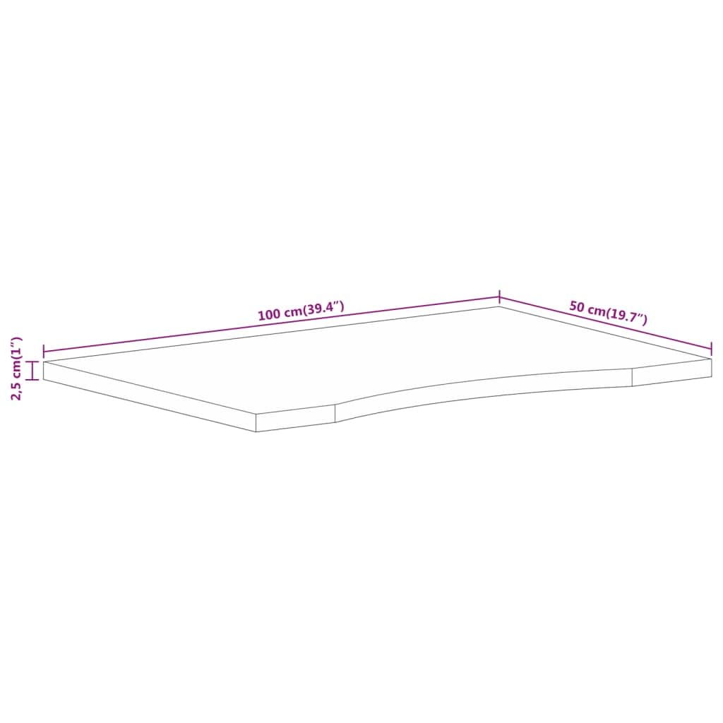 Piano da tavolo in legno di mango, 100 x 50 x 2,5 cm, per cucina, ufficio, balcone, tavolino da caffè fai da te