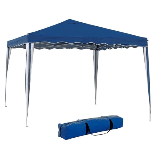Carpa Cenador Gazebo Plegable 3 x 3 m Azul | Mejores Tubos de Acero de Alta Resistencia Plegables, Antiviento, Protección UV, Bolsa de Transporte| para Playa, Camping, Jardín, Exteriores - LOLAhome