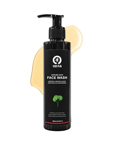 Image of Tatha Mature Face Wash with Glycolic Acid, Niacinamide & Plant Stem Cells | Reduces Pores, Dead Skin & Pigmentation | Anti-Aging, Hydrating & Gentle Cleanser | Paraben & Sulphate Free (Mature Skin)