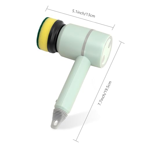 Image of Electric Spin Scrubber, Power Scrubber, Electric Scrubber with 6 Replaceable Cleaning Brush Heads, Electric Cleaning Brush, Handheld Spin Scrubber for Bathroom /Sink /Window /Stove (Green)