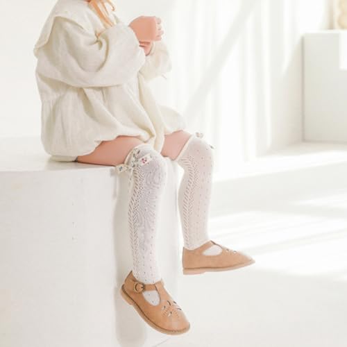 Lace Mesh Bow Princess Socks | Delicate Floral Long Stockings for Girls | Premium Combed Cotton3