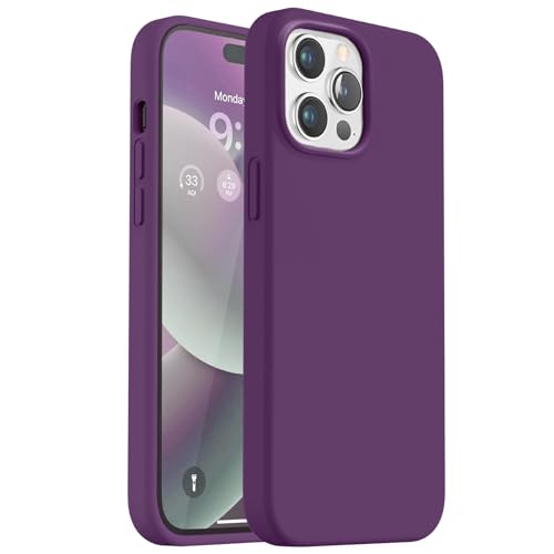 Vooii Compatible with iPhone 14 Pro Max Case, Upgraded Slim Liquid Silicone Case, [Anti-Scratch Soft Microfiber Lining] Full Covered Soft Gel Rubber 14 Pro Max iPhone Case 6.7 inch - Grape