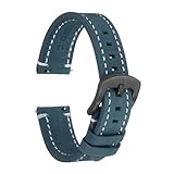 QUARKZMAN Cinturini In Pelle Orologio Larghezza 19mm Cinturino Orologio Sostituzione Pelle Vitello Chiusura Rapida Bracciale Polso Fibbia Nera Uomo Donna Blu Scuro
