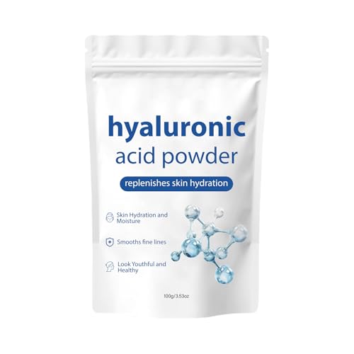 Polvo de ácido hialurónico, polvo de piel hidratante, polvo de cara radiante, regordete y rejuvenecimiento, radiante y iluminante, pieza de 100 g/1x, adecuada para todos los tipos de piel