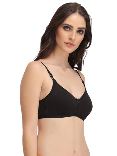 Image of Clovia Women's Cotton Rich Solid Non-Padded Full Cup Wire Free T-Shirt Bra - Dark Blue