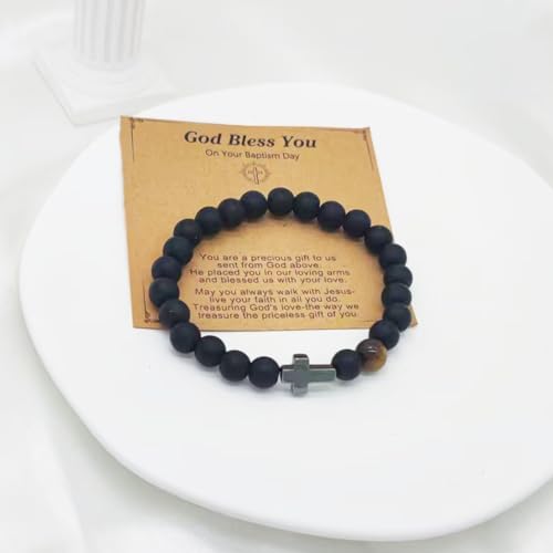 Baptism Gifts Cross Bracelet for Girl, First Communion Confirmation Bless Gifts for Teenage Girls Boys, Kindergarten Preschool Graduation Christening Gift for Daughter Granddaughter Godchild