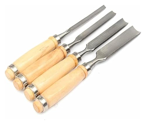 Juego de Cinceles para Madera, Juego de cinceles for madera con mango for carpintería, paquete de 4