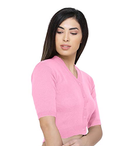 Image of Women Winter Wear V-Neck Half Sleeves Regular Fit Woollen Blouse