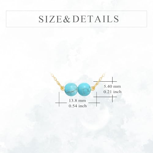 DOVRAN 14K Real Gold Turquoise Necklace for Women Solid Yellow Gold Jewelry Birthday Gifts for Wife Mom4