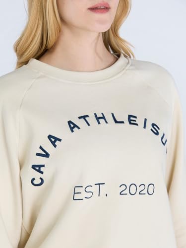 Image of CAVA Essential Sweatshirt for Women | Brushed Fleece, Round Neck, Full Sleeves, Ribbed Cuffs, Embroidery Detail | Cozy Loungewear & Travelwear
