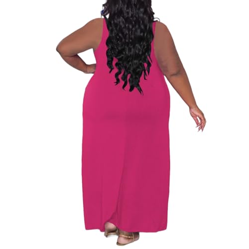 Image of TOPSRANI Womens Plus Size Maxi Dresses for Women Oversize Casual Short Sleeve V Neck Loose Plain Solid Trendy Summer Dress