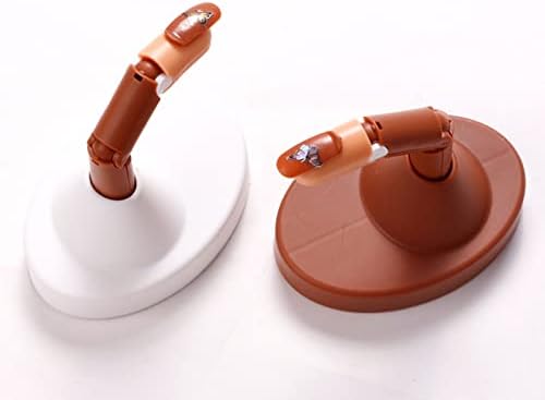 Khakho Plastic Fake Fingers with Nails for Hand Nail Art Training, Adjustable Nail Practice Fingers for Acrylic Nails (Brown)