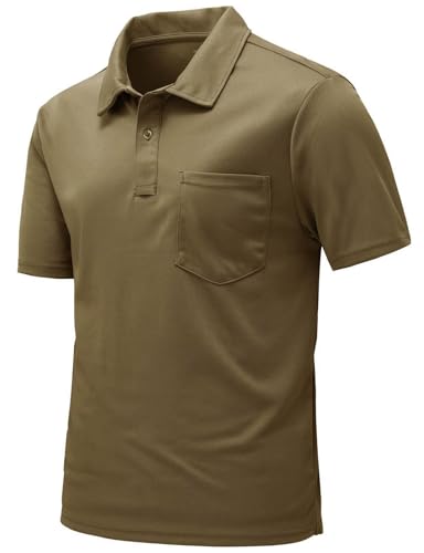 Image of Rdruko Men's Polo Shirts Short Sleeve Quick Dry Outdoor Golf Sports Shirts with Pocket