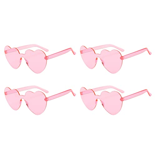 jojofuny 4 gafas de corazón sin marco, sin marco, sin bordes, gafas de sol transparentes, sin marco, para la preferencia de fiesta, color rosa