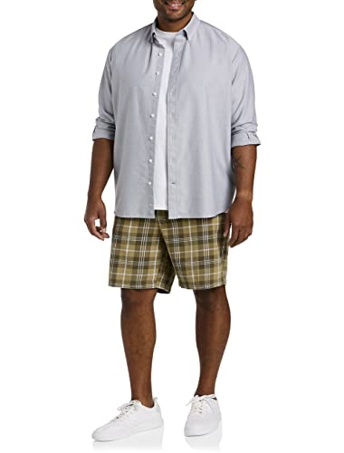 Dxl Big And Tall Essentials Waist-Relaxer Plaid Shorts, Olive Multi, 56 #TOP3