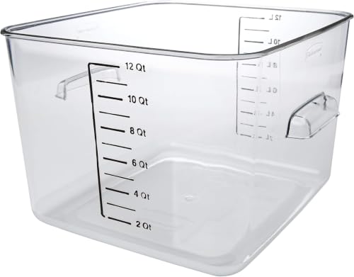 Image of Rubbermaid Commercial Products Space Saving Square Food Storage Container 12 Quart Clear for Kitchen /Sous Vide /Meal Prep,(Pack of 6)