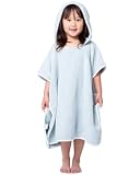 [rinaty] バスローブ ベビー キッズ 子供 ポンチョ【ホルムアルデヒド検査済 ワンオペお風呂にも最適】 フード付きバスタオル (JP, 年齢, 0か月, 4歳, F, ライトブルー)