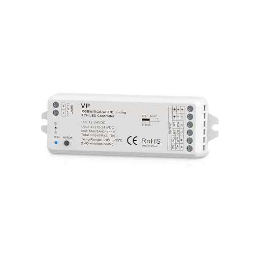 Controlador LED 12-24V universal para eliminar parpadeos en tiras RGBW y monocromo de 36V 4