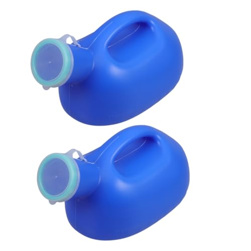 Botella para orinar hombre portátil de polipropileno resistente con tapa azul pack de 2