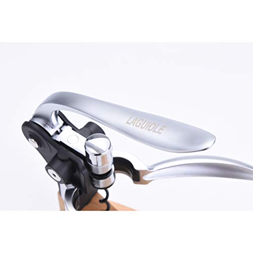 Foto von LAGUIOLE - Hebelkorkenzieher auf Sockel - Metallkörper - Holzsockel