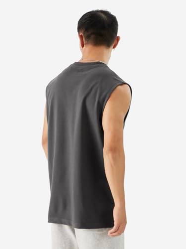 Image of The Souled Store Official Punisher: Graffiti Men and Boys Round Neck Sleeveless Grey Graphic Printed Regular Fit Cotton Vests
