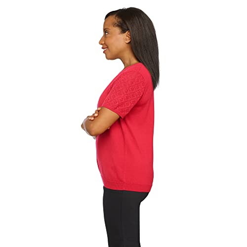 Alfred Dunner Women's Solid Short Sleeve Sweater Size S Red #TOP4