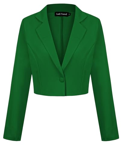 Cropped Blazer for Women Long Sleeve Notch Lapel Button Front Blazers Casual Work Office Cardigan Suit Jacket