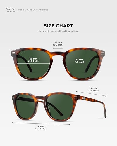 Image of WearMe Pro WMP Eyewear - Men's Classic Round Polarized Sunglasses, Premium Slim Acetate Frame with Dashed Rivet Details