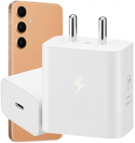 Image of 25W USB-C Fast Charger for Samsung Galaxy S23 S22 S21 21 FE S20 A34 A54 A15 A14 M14 M34 M54 M53 M33 M13 F15 F14 - S A M F Z Series| No Cable| Original Rapid Charging (White)