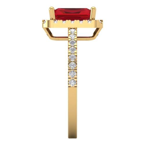 Clara Pucci 1.86 ct Emerald Cut Created Ruby 14k White Gold Halo Solitaire with Accents Wedding Engagement Bridal Promise Ring3