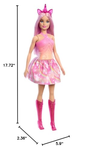 Barbie Unicorn Doll with Pink Fantasy Hair, Colorful Outfit & Unicorn-Themed Accessories