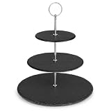 MIJOMA Schiefer-Etagere 3-stöckig – runder Servierständer Ø 30/22/12,5 cm