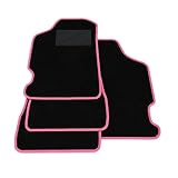 COLOR: moqueta negra, borde fucsia, costura negra.