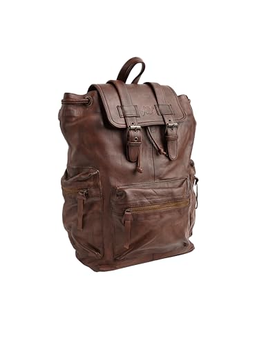 Jild Genuine Leather Backpack for Women or Men Carry-On Travel Backpack Shoulder Hiking Camping Vintage Leather Laptop Bag (Tan)