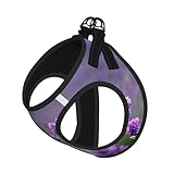 Design imprimé intégral S : le design imprimé de fleurs violettes lavande vives et attrayantes de ce gilet et harnais pour chien ajoute une touche élégante à la tenue de plein air de votre compagnon canin.