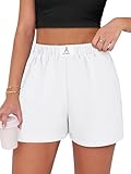 ANRABESS Shorts for Women Summer Beach Cover Ups Casual High Waist Flowy Wide Leg 2026 Spring Vacation Lounge Shorts White Small