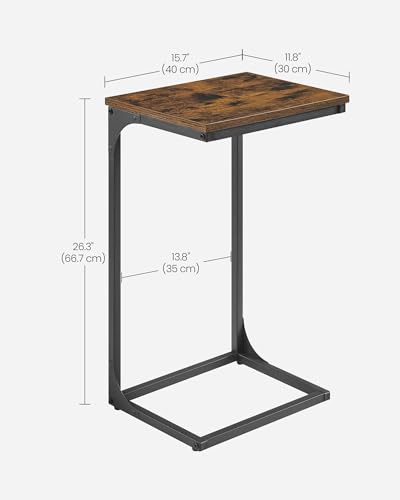 VASAGLE サイドテーブル テーブル コの字型デザイン ソファ用 金属フレーム付き 小型 木目調 多機能 リビングルーム 寝室用 ベッドテーブル 幅40×奥行30×高さ66.7cm ブラウン＋ブラック LET353B01 [3]