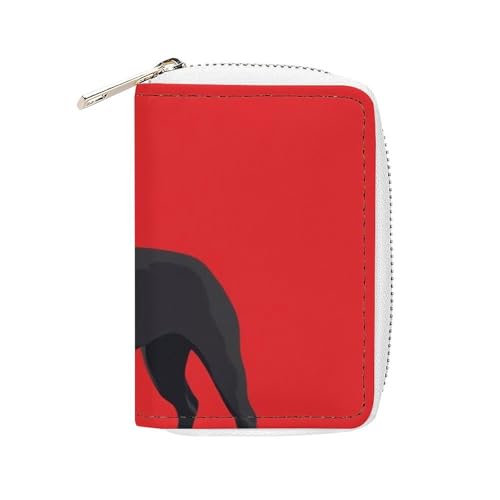 Small Pu Leather Zipper Wallet for Men Women, Boston Terrier Dog Red Card Organizer Case with 20 Slots Mini Credit Card Holder