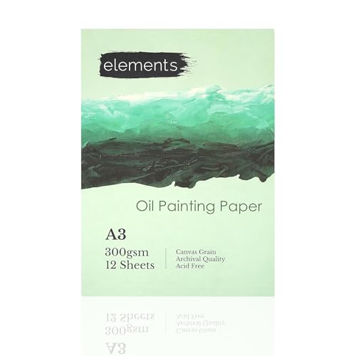 Elements A3 Oil Paint Sketchbook – Canvas Grain Textured Paper, Archival Quality No Acid Pages, Durable Hardcover Sketchbook Designed for Oil and Acrylic Techniques, White Paper, 12 Sheets, A3