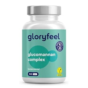 gloryfeel Glucomannan sterk gedoseerd – Ondersteunt afvallen – 240 capsules – Konjac-wortel voor gewichtsverlies* – 4.000 mg glucomannan per dagelijkse dosis – Met niacine en chroom